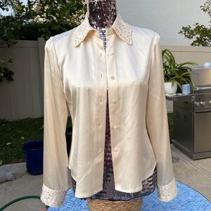 Doncaster Silk Cream Button-Down Women's Shirt